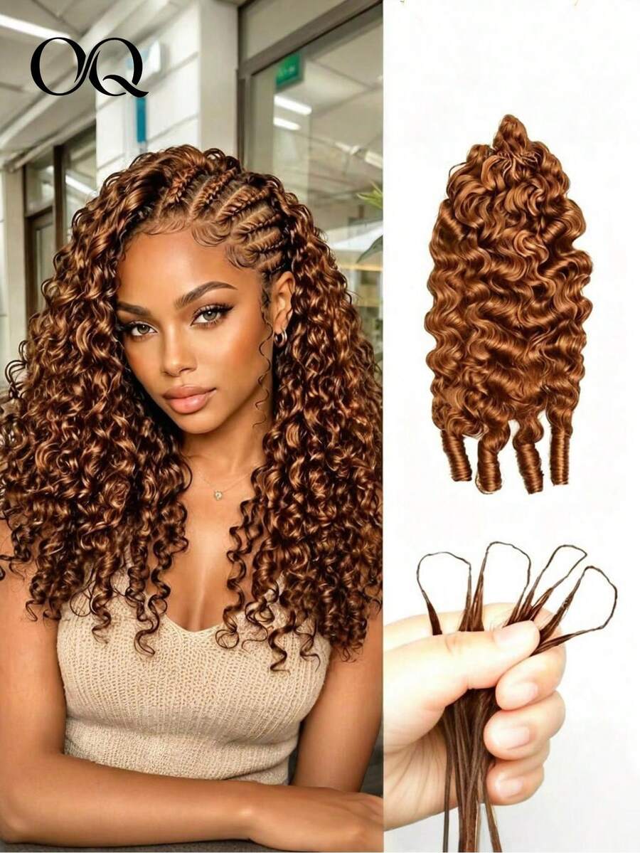 OQ Hair Chestnut Brown Color Unfelt Wig 16-24 Inch Feather Hair Extensions Burmese Curly Human Hair Seamless & Natural Blend Suitable For Women No Chemical Processing High-Quality Bulk Human Hair For Daily Use And Beginners - S30 - View 1