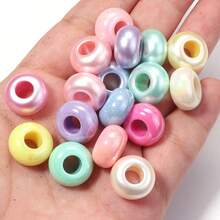 50/100pcs Acrylic Pearlized Crinkled Wheel Beads,Iridescent Textured Large Hole Spaced Beads For DIY Jewelry Making Bracelets,Mobile Phone Chain - Random Color - View 9