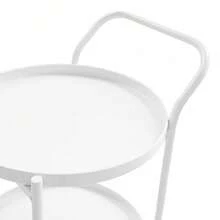Stylish Metal Frame Rolling Bar Cart With Three Tiers And Universal Wheels For Kitchen And Home Organization - White - View 9