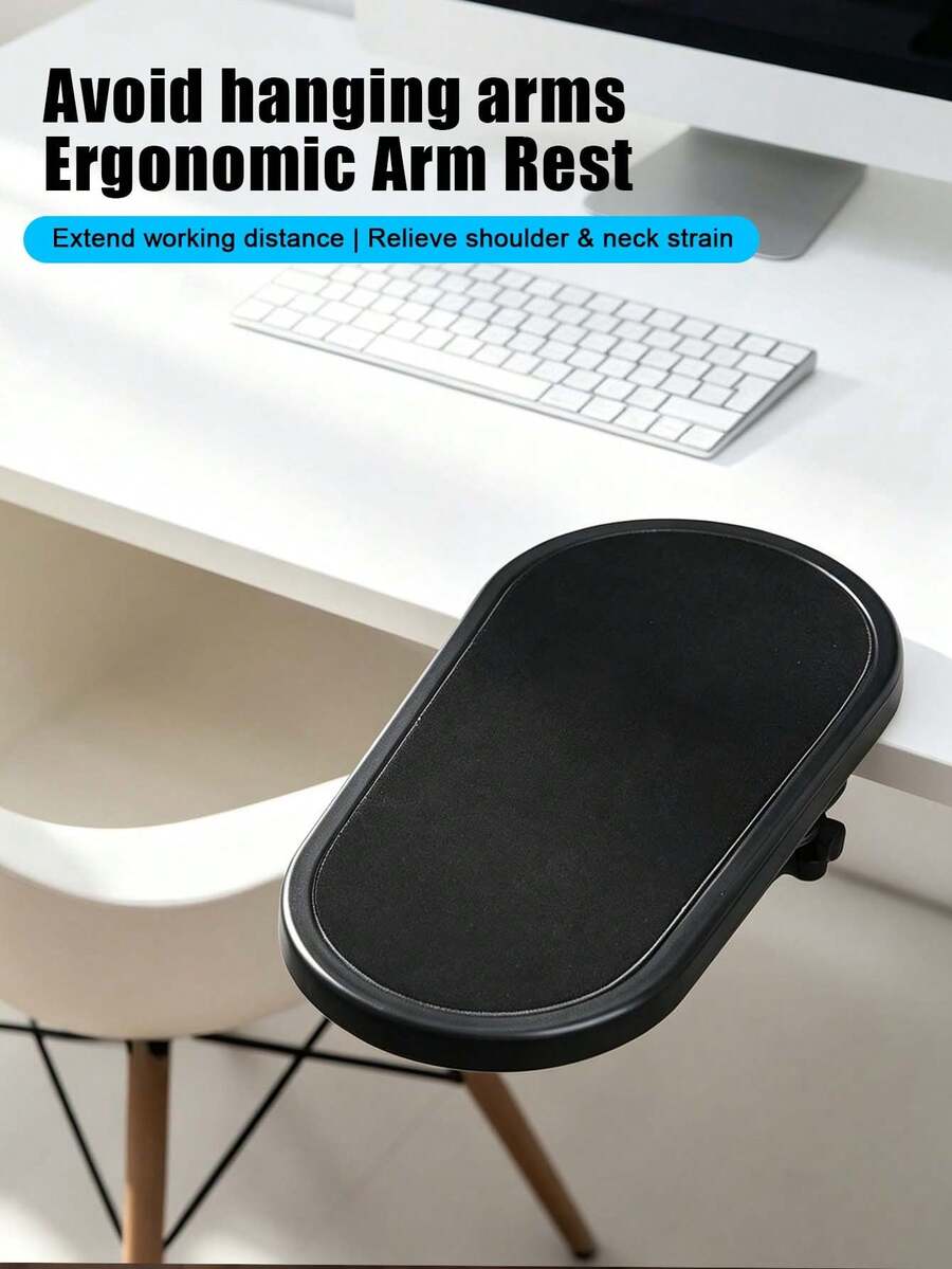 Penjepit Sandaran Lengan Meja Ergonomis, Bantalan Penopang Siku Kulit Sintetis yang Dapat Diputar 180°, Penahan Lengan Bawah Tanpa Pengeboran, Aksesori Komputer Kantor Rumah untuk Meredakan Ketegangan Bahu & Leher - View 1