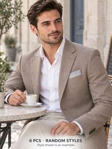 6pcs Men's Handkerchiefs, Random Colors, 15.75 Inch Large Size Pocket Squares, Plaid Pattern, Suitable For Wiping Sweat, Etiquette, Wedding, Suit Pocket Decoration, Also A Great Gift For Father, Grandfather - Multicolor - View 3