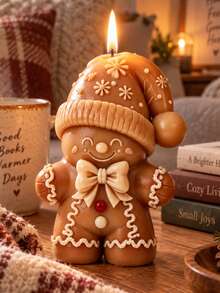 Cute Christmas Gingerbread Man Candle Silicone Mold, Bowtie Gingerbread Christmas Hat Mold, Handmade Christmas Gift Home Decor Making Tool - Silicone Candle Mold - View 3