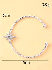 1pc Starry Rhinestone Ear Cuff, Twisted Rope Texture Sparkling Rhinestone Ear Wrap, No Piercing Exaggerated Ear Jewelry, Women's Party & Daily Wear Clip-On Earring - Rhinestones - View 5