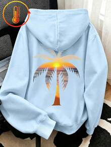 Big Girls Fun Graphic Print Sweatshirt, Warm & Comfortable Thermal Lining Pullover, Suitable For Autumn/Winter - Baby Blue - View 2