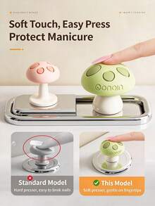 Mushroom Shaped Toilet Flush Button, Cute Mushroom Silicone Toilet Flush Button Presser, Creative Long Nail Women's Water Tank Switch Assistant, Plastic Flush Button, Bathroom Decor - Mushroom - View 6