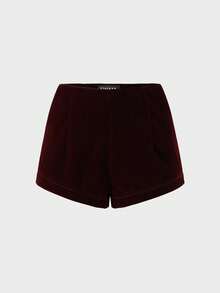 Women's All-Match Elegant Minimalist Fashion Casual Versatile Shorts For Autumn/Winter, Suitable For Daily Wear, Commuting, Party, Dating - Burgundy - View 7