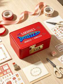 Jewelry Organizer With Sardine Pattern, Jewelry Box With Combination Lock, Hair Accessory Storage Case. Portable Card Storage Box, Daily Miscellaneous Storage, Suitable For Travel, Dorm, Home, Office, Birthday Gift, Halloween Christmas Gift - Multicolor - View 8