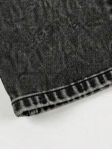 1 chiếc quần dài denim ống đứng hơi rộng phong cách tối giản thời trang cho bé trai - màu đen - Xem 5
