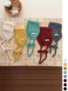 1pc Autumn/Winter Color Yarn Solid Color Earmuffs With Tie For Women, Warm Ear Covers, Cold Protection, Dual-Use Scarf Ear Warmer - Multicolor Yarn Blend Brushed - View 6