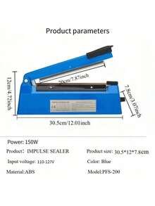Manual Impulse Sealer, Transparent Plastic Bags, Rubber Stock, Customized Plastic Sealer, Hand Press Impulse Sealer, Kitchen. Autumn/Winter Product Promotion, Rated Power: 110W - US A Type Plug(110-127V) - View 12