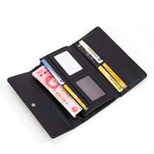 Women's Phone Wallet Clutch With Shoulder Strap, Crossbody Minimalist Long Wallet - Black - View 4