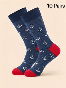 Business Casual Men's Printed Mid-Calf Socks, Fun Watch Dial Design, Comfortable And Breathable Men's Socks For Autumn/Winter - Multicolor - View 4