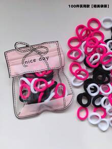 100/50pcs Mixed Color Mini Seamless Elastic Hair Bands, Simple Y2K Style Solid Color Hair Bands, Cute Mixed Color Candy Hair Bands, Hair Accessories - Multicolor - View 8