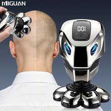 Electric Hair Clipper, Men's Ultimate Wireless Charging Dry/Wet Dual-Use Bald Shaver, Rotary Blade Hair Trimmer, 7-Blade Electric Shaving Razor, 600mAh Battery Capacity - Silver - View 2
