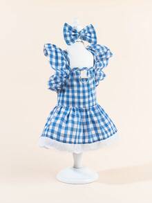 1pc Dog & Cat Mesh Wedding Dress Bow Cute Fashion Elegant Charming Creative Personalized Design Printed Pet Dress - Multicolor - View 4
