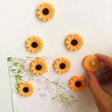 5/10/15pcs Funny Sunflower Shaped Resin Fridge Magnets, Perfect For Decorating Kitchen Refrigerator, Suitable For Kitchen, Living Room, Office And Wallpaper, Also Can Be Used As Holiday Gifts - Multicolor - View 2