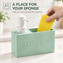 Dispenser Sabun Cuci Piring 2-in-1 dengan Pompa dan Slot Tempat Spons, Bentuk Persegi Panjang, Dispenser Sabun Cair Modern untuk Meja Dapur dan Penyimpanan di Atas Wastafel. - A - View 1