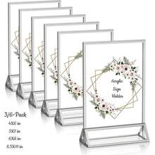 3/6 Pack Acrylic Sign Holder 5x7/4x6/6x8/8.5x11 Double-Sided Silver Picture Frames Clear Sign Holder For Flyer Holder Menu Holder Wedding Table Number Holder Photo Frame - T-silver - View 2