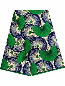 1pc African Ankara Wax Print Fabric Green Navy Fan Radial Geometric Pattern, Double Sided Printed Cloth For African Dresses, Skirt Sewing, Handcraft Decoration - Multicolor - View 8