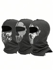 Musion 1/2/3pcs Distressed Skull & Gas Mask Pattern Balaclava, Lightweight Elastic Sweat-Absorbent Face Mask Headwrap, UV Protection, Suitable For Running, Fishing, Cosplay - Multicolor - View 12