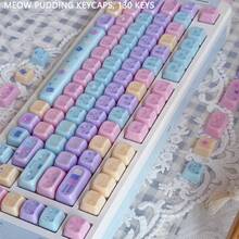 Keycaps Meow Pudding Kepala Kucing Lucu Berlapis Glasir Sangat Menarik PBT Lima Sisi Dye-Sublimation MOA Kompatibel Dengan Keyboard Mekanik - View 8