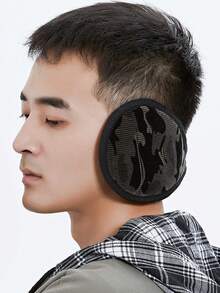 Winter Ear Muffs, Men's Camo Back-Wear Foldable Plush Ear Warmers, Windproof Outdoor Cycling Ski Earmuffs - A - View 5
