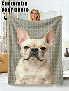 1pc Customized Photo Blanket, Personalized Flannel Blanket With Photo And Text, Office Nap Blanket, Comfortable Blanket, Mother's Day, Father's Day Gift For Parents, Bedding Blanket, Bed Customized Blanket, Customized Text Blanket, Home Personalized Customized Blanket - Multicolor - View 10
