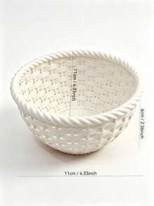 1PC 3D Plastic Woven Storage Basket, Round Decorative Storage Bowl Tray, Bathroom Countertop Small Desktop Organizer, Storage For Cosmetics, Hair Ties - Multicolor - View 6