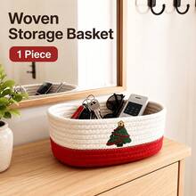 Home Entryway Christmas Decoration Storage Basket_Christmas Tree Decor Small Item Storage Basket_Color Block Snack Pet Miscellaneous Storage Basket_Living Room Bedroom Display Storage Basket_ - Multicolor - View 4