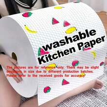 Washable Kitchen Paper Towels, Disposable Cleaning Wipes, High Absorbency, Non-Greasy, Roll Format, Random Patterns, Suitable For Kitchen, Car, Living Room, Bathroom, Bedroom And Other Places, Essential For Kitchen Cleaning, Also Decorative Kitchen Supplies. - Multicolor - View 10