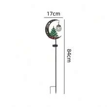 Christmas Moon Shaped Solar Ground Light, Outdoor Waterproof Auto-On Garden Yard Holiday Iron Art Decorative Lawn Light - Christmas Tree Letter Cake Topper - View 6