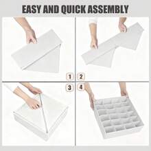 1pc White Underwear & Socks Drawer Organizer Box, 20-Grid Fabric Dresser Storage Box For Underwear, Socks, Handkerchiefs, Ties - White - View 6