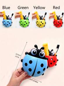 1pc Ladybug No-Drill Toothbrush Holder, Wall-Mounted Toothbrush Storage Rack, Suction Cup Bathroom Organizer, Multi-Function Toothpaste And Toothbrush Holder, Wall-Mounted Makeup Brush And Comb Storage Rack, Suitable For Halloween And Christmas Gifts - Multicolor - View 5