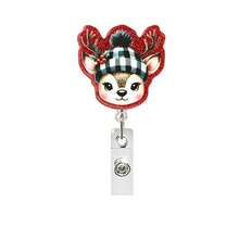 1pc Christmas Deer Snowman Gingerbread Acrylic Scroll Badge Retractable Clip ID Holder - Multicolor - View 8