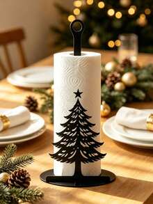 Christmas Tree Paper Towel Holder Metal Countertop Storage Rack Decorative Kitchen Paper Towel Holder Christmas Decoration Freestanding Metal Tree-Shaped Paper Towel Holder Kitchen Countertop Desktop Storage Organizer - Multicolor - View 3