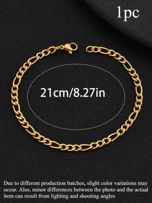 1 Buah Gelang Rantai Figaro Minimalis Warna Emas dari Baja Tahan Karat, Desain Rantai Polos, Gelang untuk Pria, Hadiah Perhiasan Kasual Sehari-hari - MultiWarna - View 6