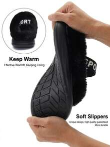 CYFMYD Women's Arch Support Slippers, EVA Thick Sole, Plush Collar Design, Memory Foam Insole, Winter Warm & Comfortable Home Shoes, Anti-Slip - Black and Red - View 4