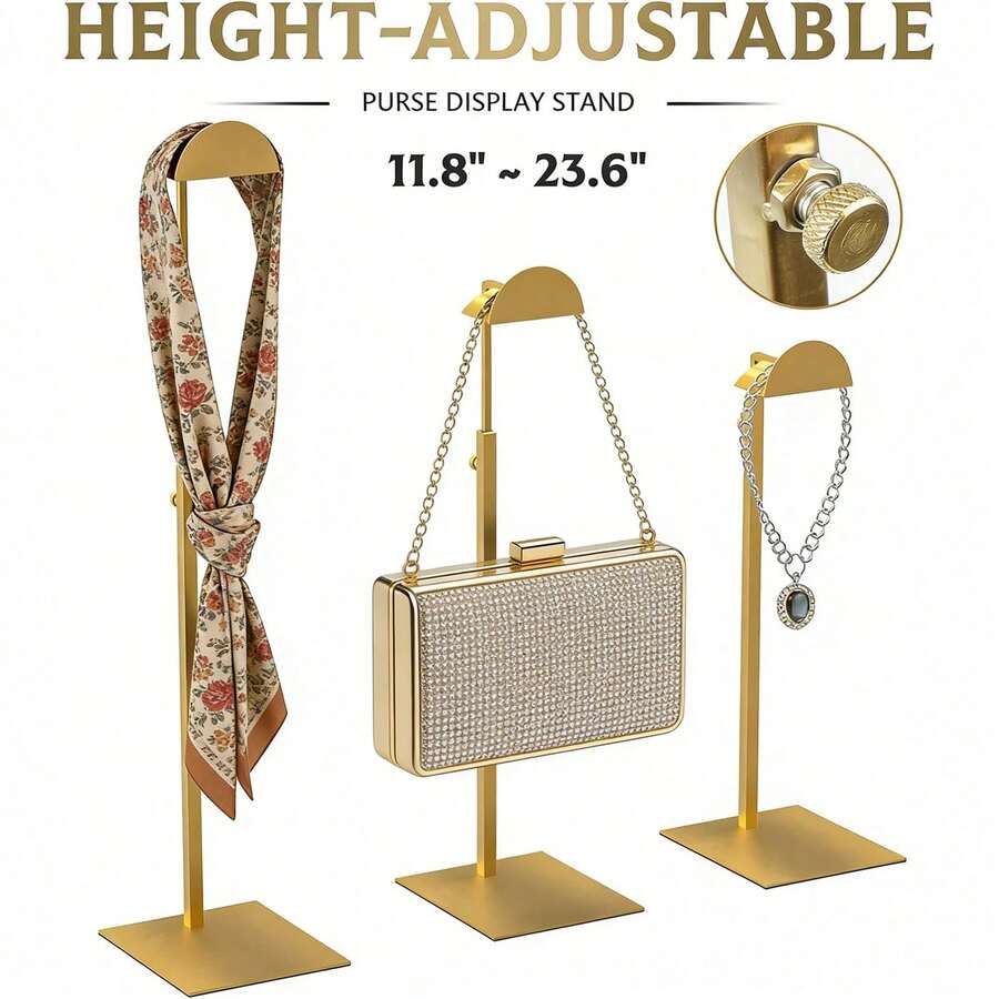 1/2pcs Exquisite Handbag Display Rack, Stainless Steel Material, 14.17in, Expandable To 23.62in, Suitable For Home/Boutique/Jewelry Retail Store | Easy Installation/Disassembly, Bag Hanging Rack - A - View 1