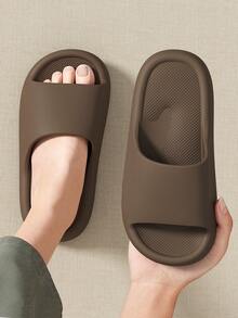 Men's Massage Footprint Open Toe Slides, Soft EVA Summer Beach Vacation Slip-On Sandals - Brown - View 4
