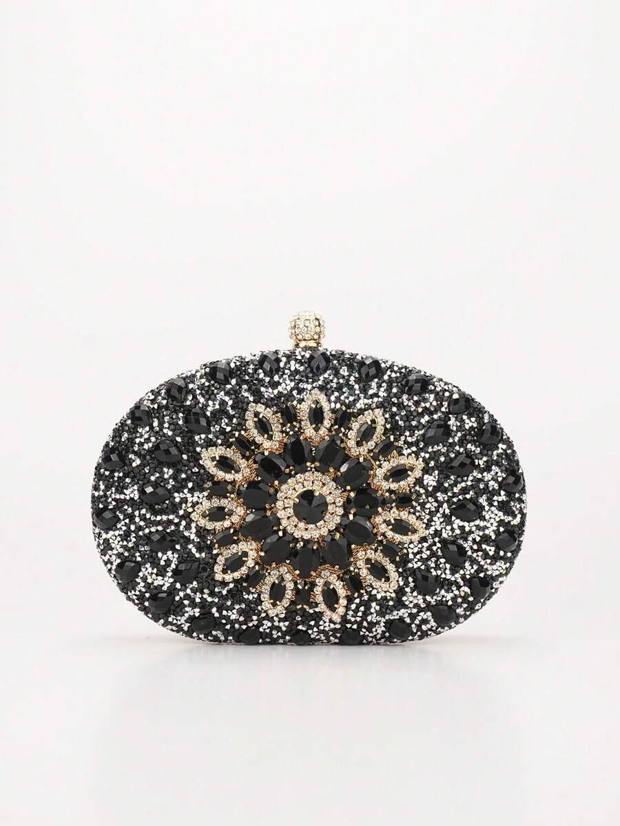 1pc Sparkling Luxury Evening Clutch Bag, Elegant Handbag Suitable For Weddings, Parties, Balls, Dinners, Banquets, Gatherings, Festivals, Music Festivals And Other Occasions - Black - View 1
