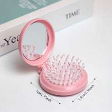 1/3/5/10/20pcs Cute Mini Portable Folding Air Cushion Comb With Round Portable Mirror, Multifunctional 2-In-1 Integrated Clip Comb, Suitable For Daily Use And Travel Pocket Mirror Comb, Dry And Wet Hair Brush, Gift For Women And Girls Party - A - View 15