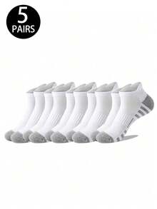 1/5/10/20 Pairs Men's Mesh Tab Short Socks, Striped Design, Simple Versatile, Comfortable Soft Casual Socks - Multicolor - View 18