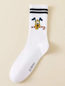 1/5 Pairs Disney Men's Mid-Calf Socks, Double Stripe Cartoon Graphic, Simple Breathable Sports Socks, Christmas Gift Socks - Multicolor - View 20