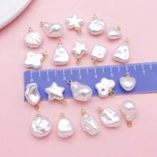 Random 5/20Pcs Mixed Shapes Baroque Faux Pearl Charms, Star Shell Shape White Pearl Pendants With Loop For DIY Earrings Necklace Jewelry Making - White - View 10