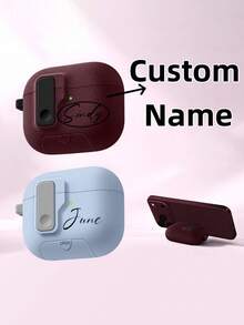[Customized]Personalized Initials Letters Customize Lock Buckle Pop-Up Earphone Case Earphone DIY Case Compatible With 1 2 3 4 5 Pro 2 Pro 3 Luxury Cover Perfect Gift For Birthday Present, Christmas Gift, Halloween Gift - Multicolor - View 2