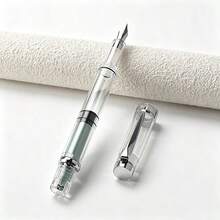 Transparent Piston Fountain Pen, Clear Acrylic Demonstrator Pen, Silver Metal Clip, Ink Reservoir Hand Writing Pen, Office School Stationery Gift For Calligraphy - 3008 - View 6