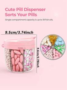 1pc Cute 7-Compartment Pill Box, Portable Travel Pill Storage Box, Anti-Confusion Design, Wide Opening For Easy Access - Multicolor - View 3
