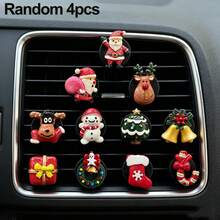 4pcs Random Cute Christmas Car Air Vent Aromatherapy Clips, Colorful Old Man Car Interior Decor, Holiday Fragrance Gift - Christmas Decorations - View 1