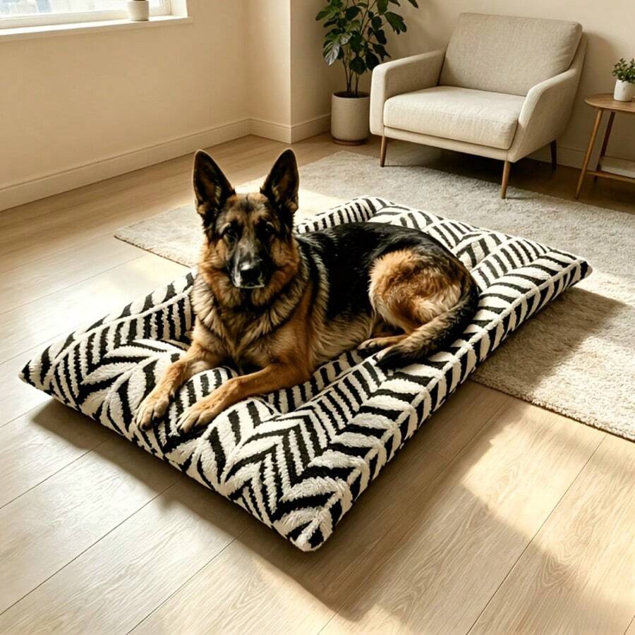 Extra Large Pet Cat Dog Bed, Warm Pet Bed For Autumn/Winter, Thick Comfortable Sleeping Mat, Home Living Room Floor Mat, Pet Resting Pad, Multiple Sizes Available, Suitable For Small, Medium And Large Dogs - Black and White - View 1