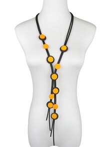 MARLIWOO 1pc Vintage Long Colorful Draped Party Necklace, Fashionable Elegant Autumn Jewelry - Multicolor - View 4